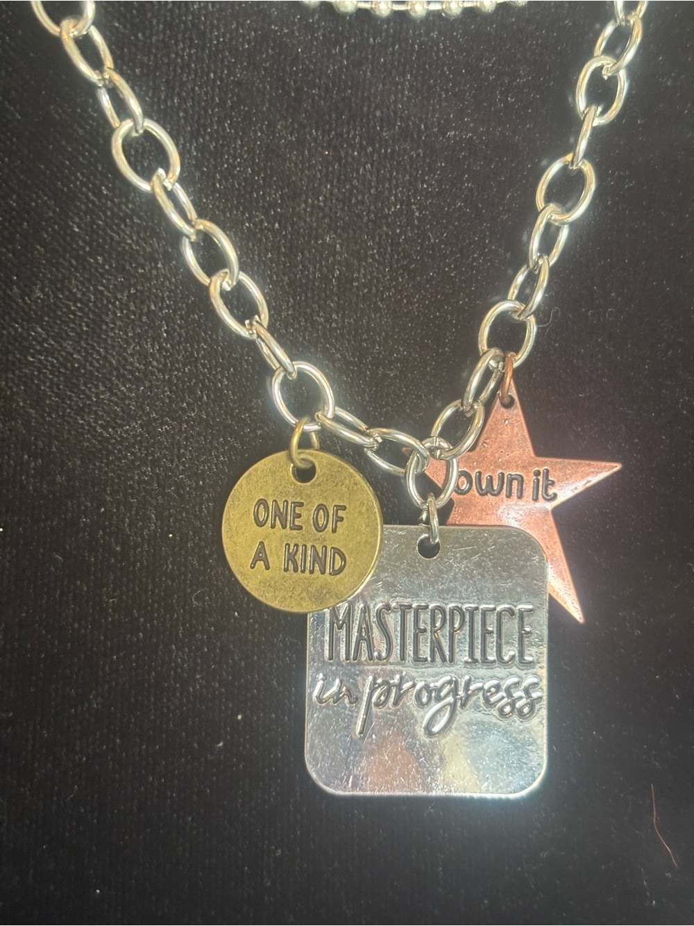 Masterpiece in Progress Necklace - Silver & Mixed Metal Charm
